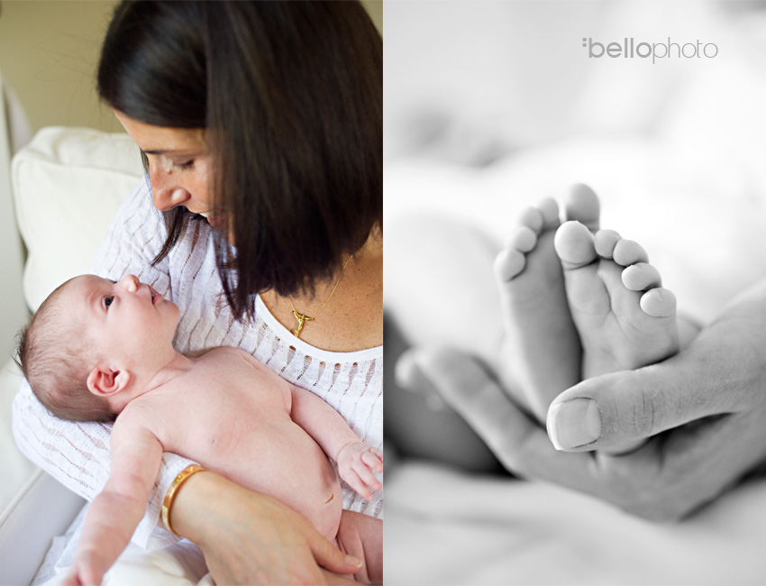 baby with momma, newborn feet