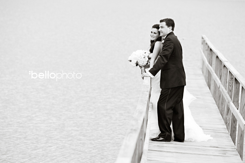 bride & groom on dock, cape cod photographers, bello photography, wequassett