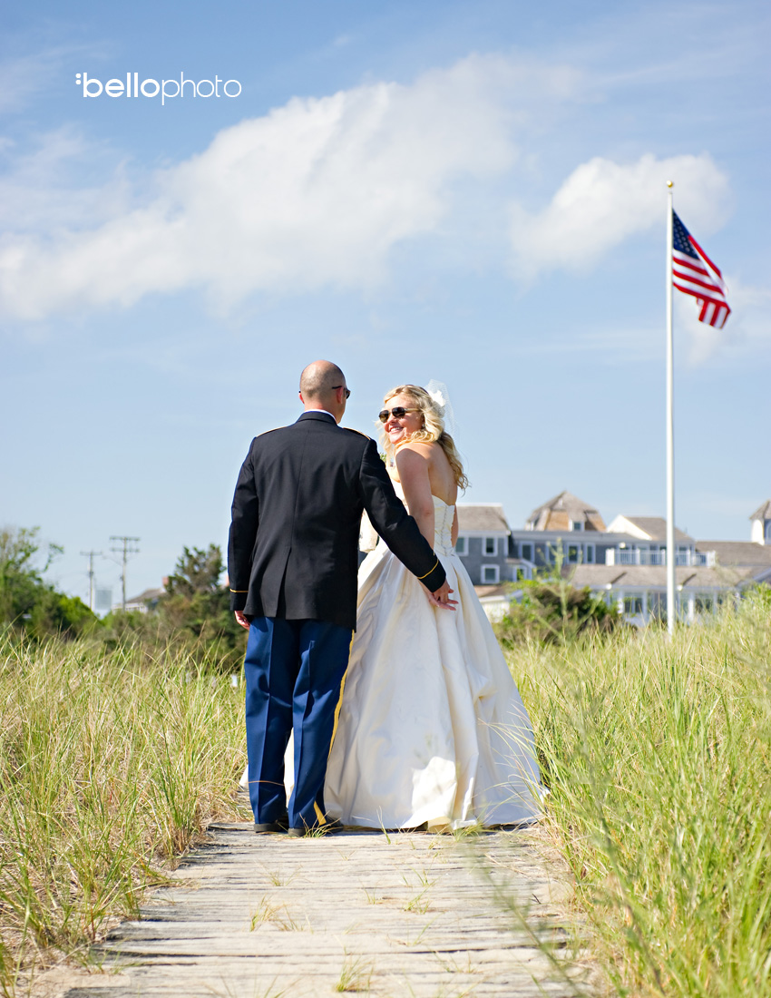 bride & groom on beach