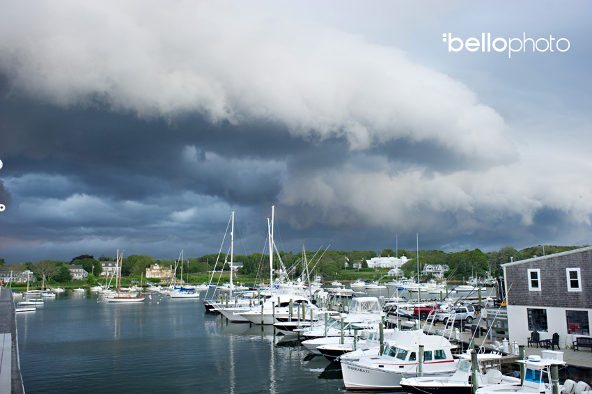 storm clouds over harbor