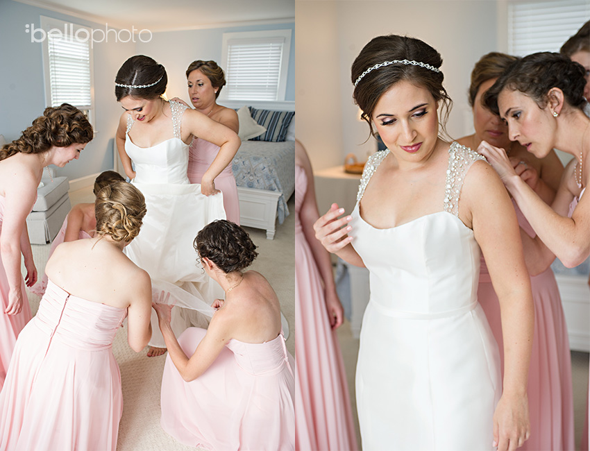 bride getting dressed