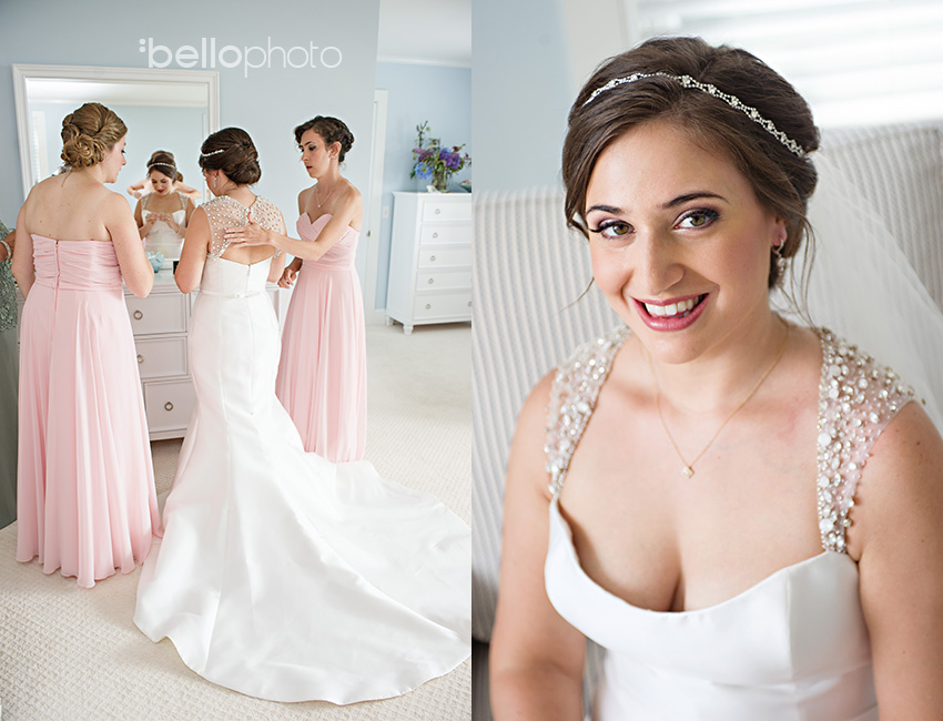 peach bridesmaid dresses, cape cod wedding, bride