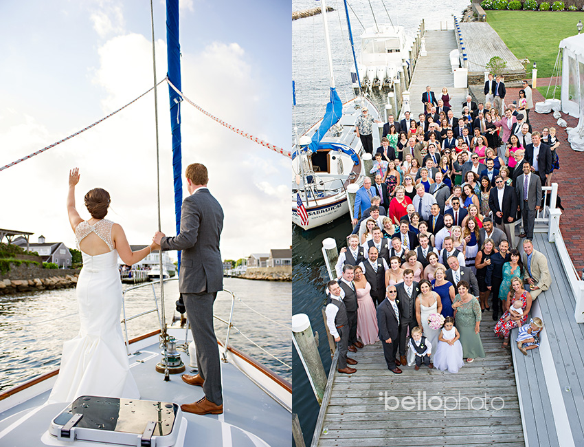 wychmere wedding, bride & groom sail into reception