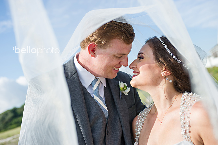bride & groom under veil