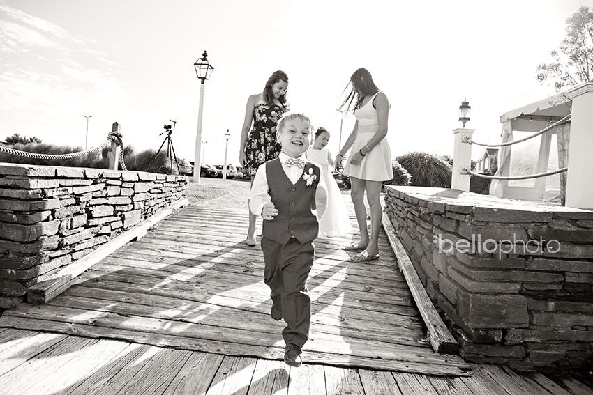 ring bearer having fun at wedding