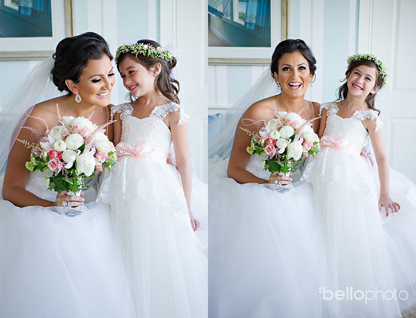 bride with flower girl
