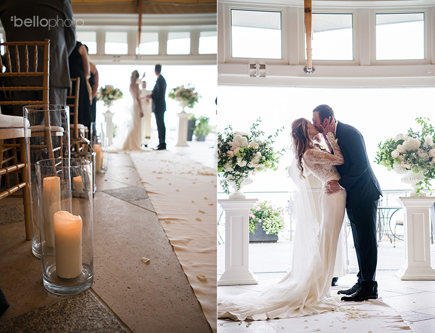 first kiss during ceremony at wequassett wedding