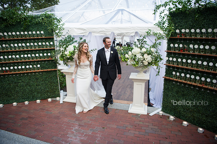 champagne wall at wequassett wedding