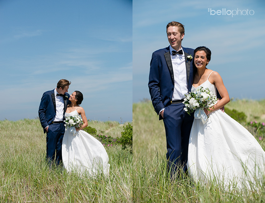 Chatham bars inn wedding couple in beach grass