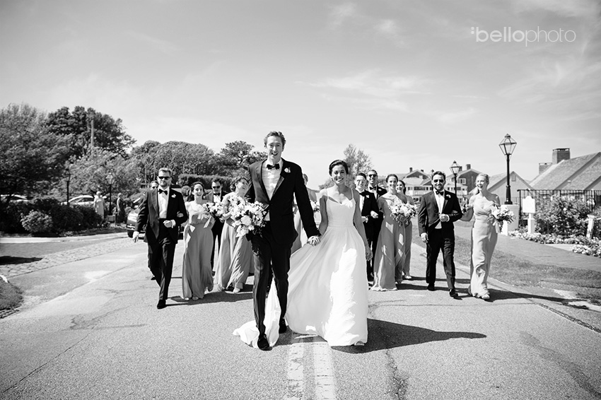 chatham bars inn wedding bridal party in street