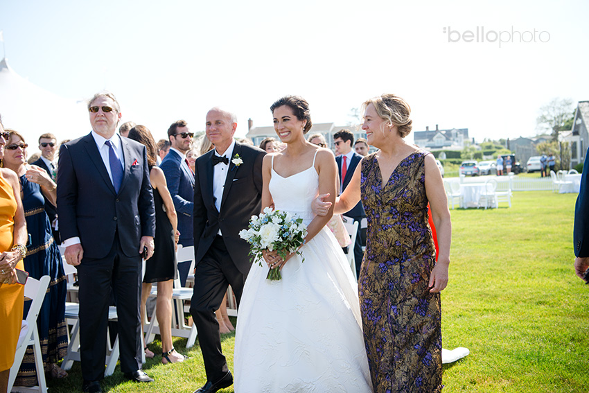 chatham bars inn wedding bride comes down aisle