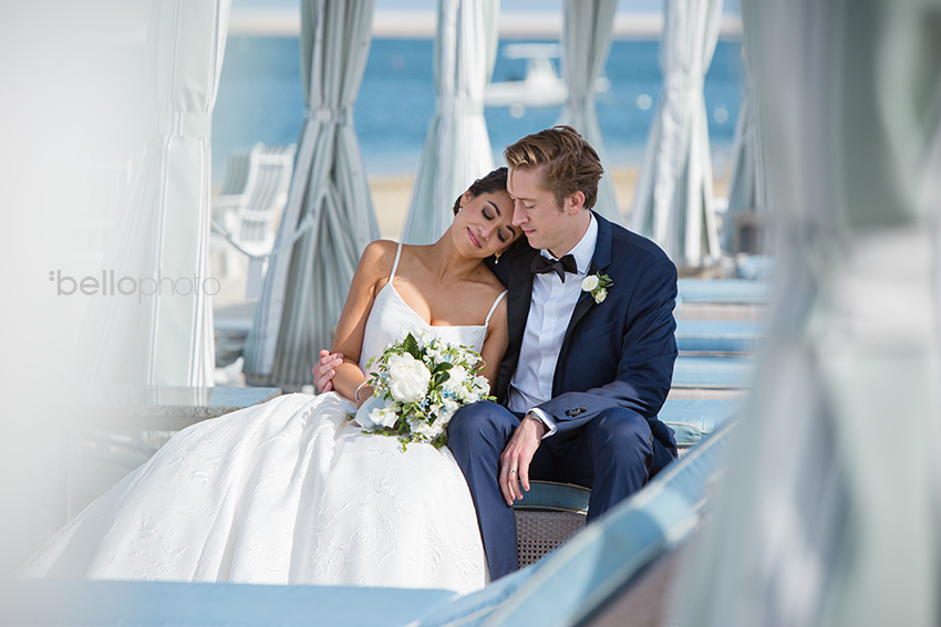 Chatham Bars Inn bride & groom in cabana