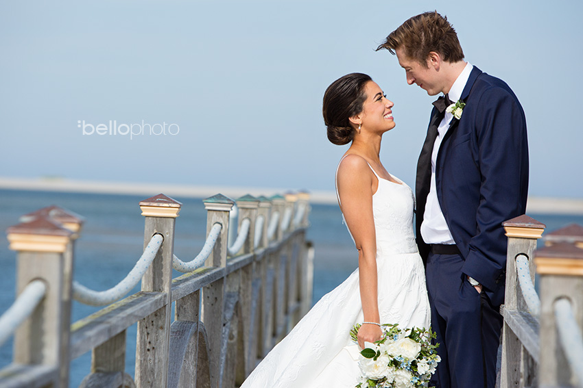 chatham bars inn wedding bride & groom on dock