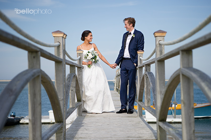 chatham bars inn wedding bride & groom on dock