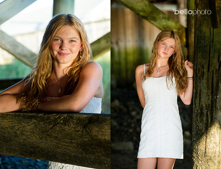 beautiful girl under ocean boardwalk