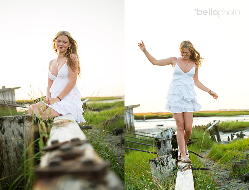 beautiful girl playing at beach, Cape Cod senior portrait