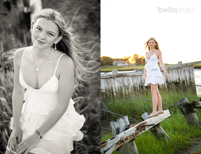 beautiful girl, black & white photo at beach Cape Cod senior portrait