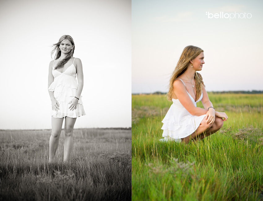beautiful girl at sunset standing in beach grass, beautiful girl playing at beach, Cape Cod senior portrait