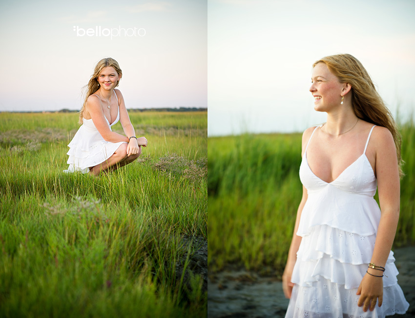 beautiful girl at sunset standing in beach grass, beautiful girl playing at beach, Cape Cod senior portrait