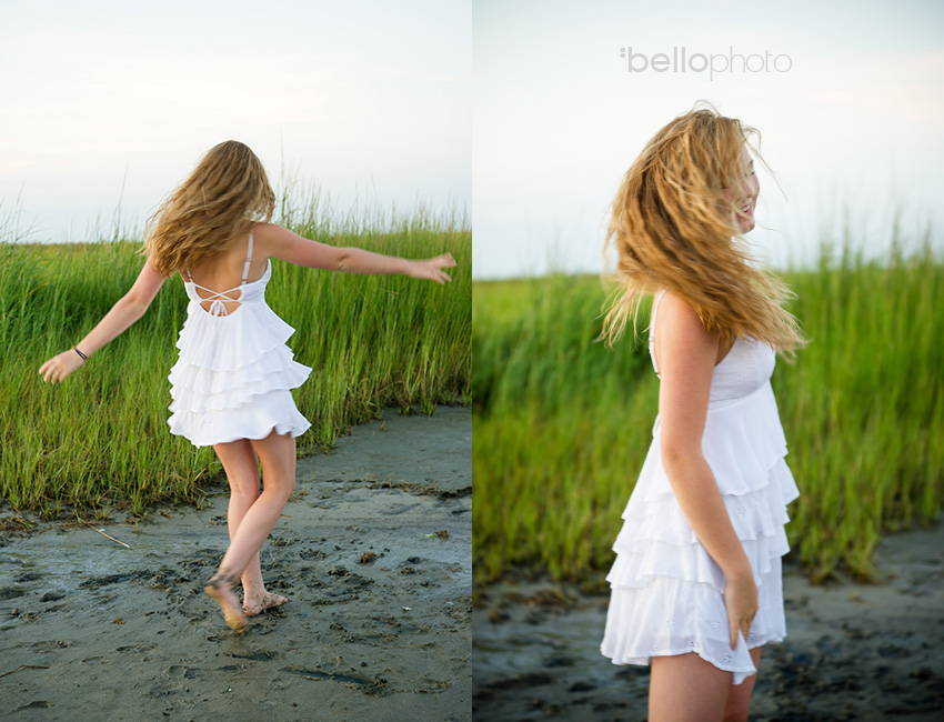 beautiful girl spinning at sunset, beautiful girl at sunset standing in beach grass, beautiful girl playing at beach, Cape Cod senior portrait