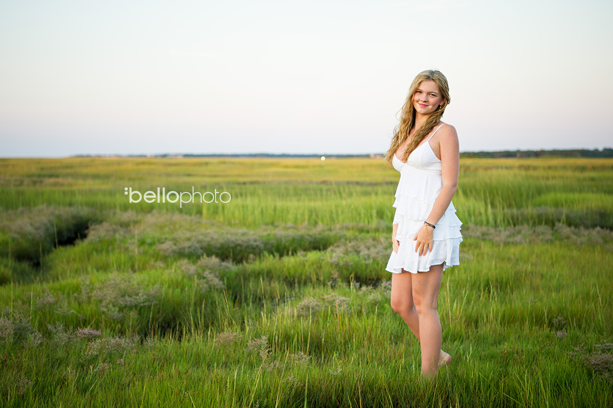 beautiful girl in beach grass at sunset, beautiful girl at sunset standing in beach grass, beautiful girl playing at beach, Cape Cod senior portrait